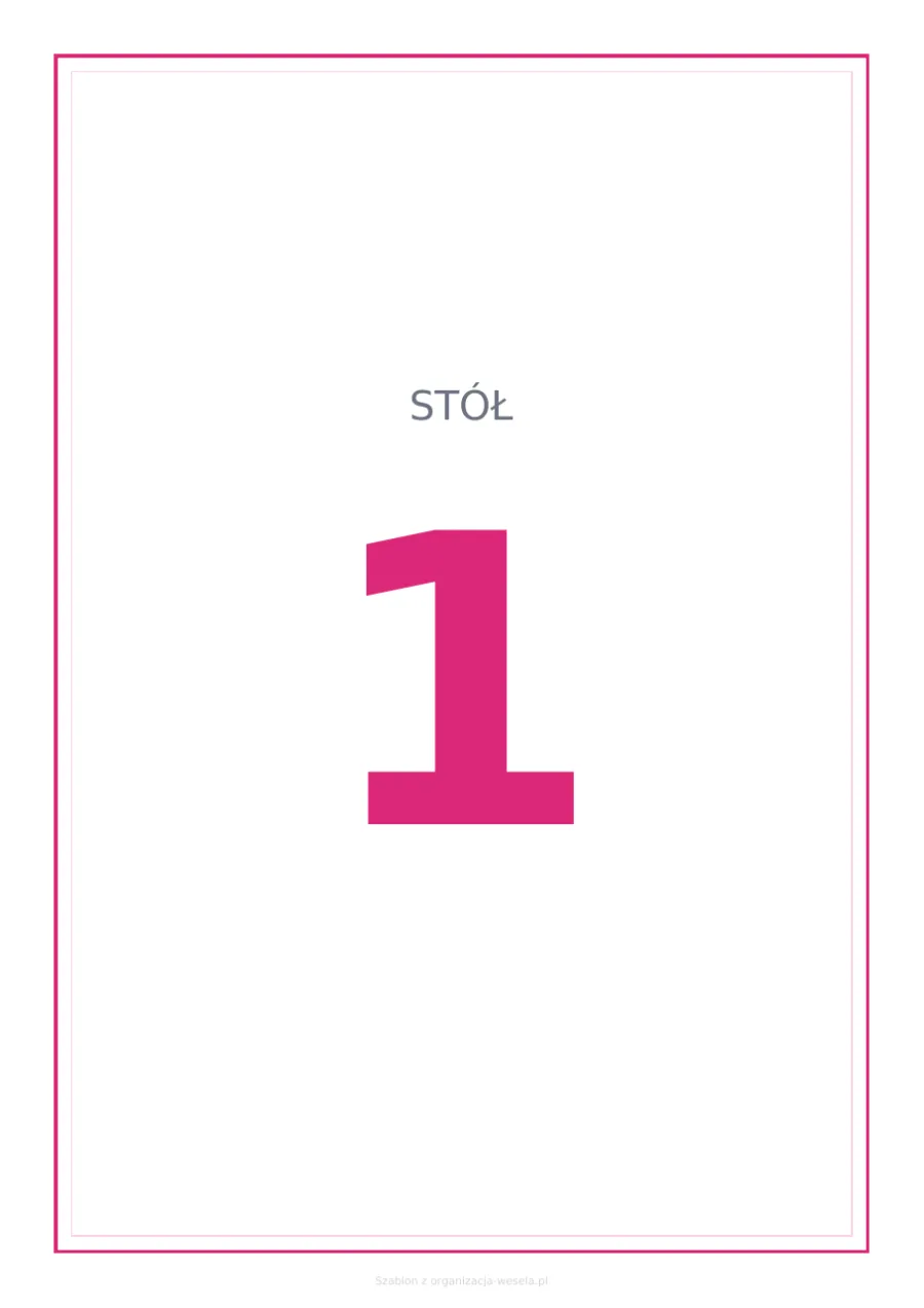 Numer stołu do druku — pusty szablon PDF